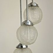 french art deco light in chrome with 3 floral opaque glass shades