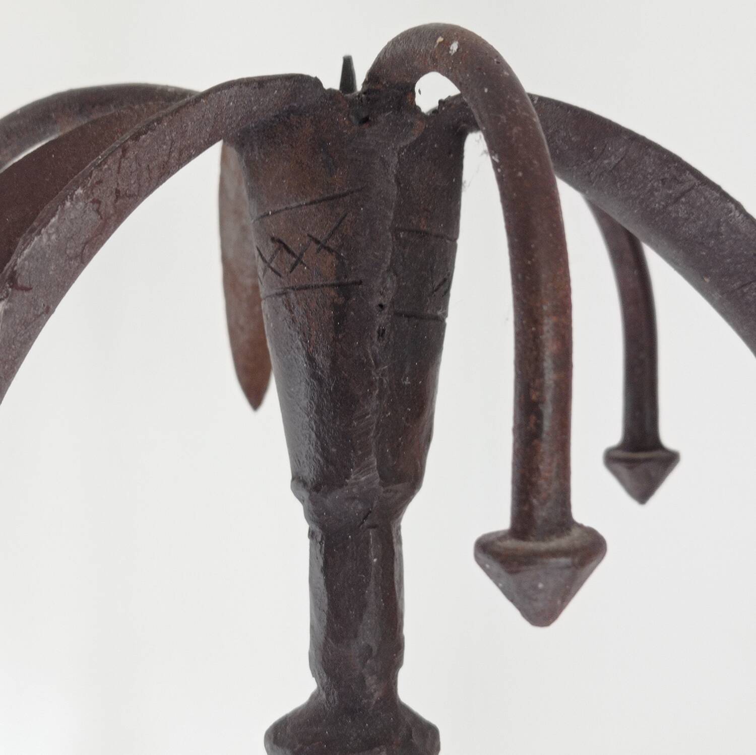 Brutalist wrought iron candle holder