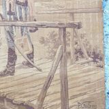 Pair of nineteenth century tapestries featuring a hussar and an elegant