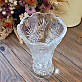 Small vintage transparent chiseled glass vase