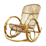Vintage low back rattan rocking chair by Rohe Noordwolde