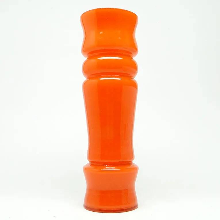 Mid-century modern vase, orange glass, Huta Laura, Poland, 1970s