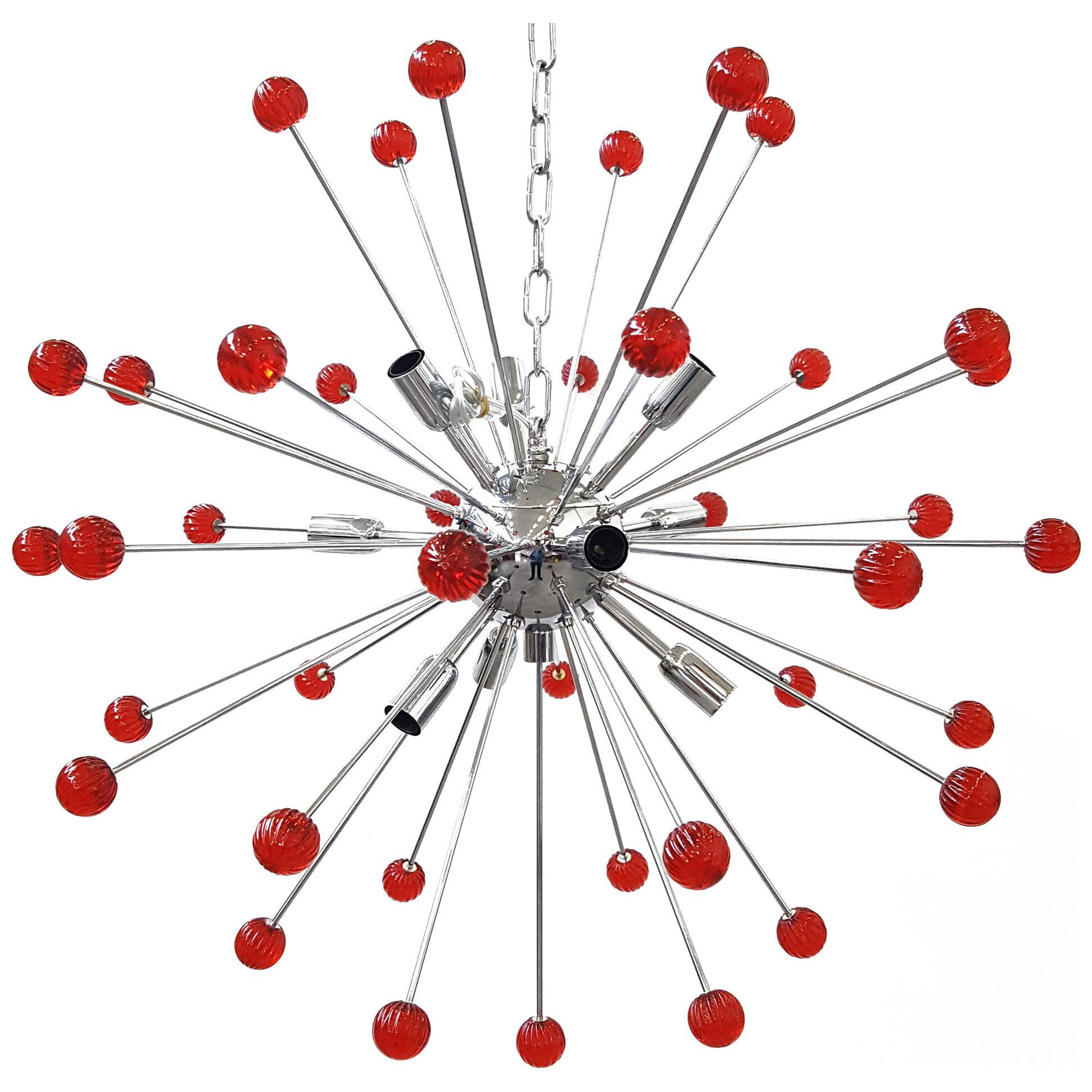 Red “star” murano glass sputnik chandelier by simoeng