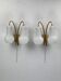 Pair brass and opaline wall sconces or bedside lamps, Austria 1950s