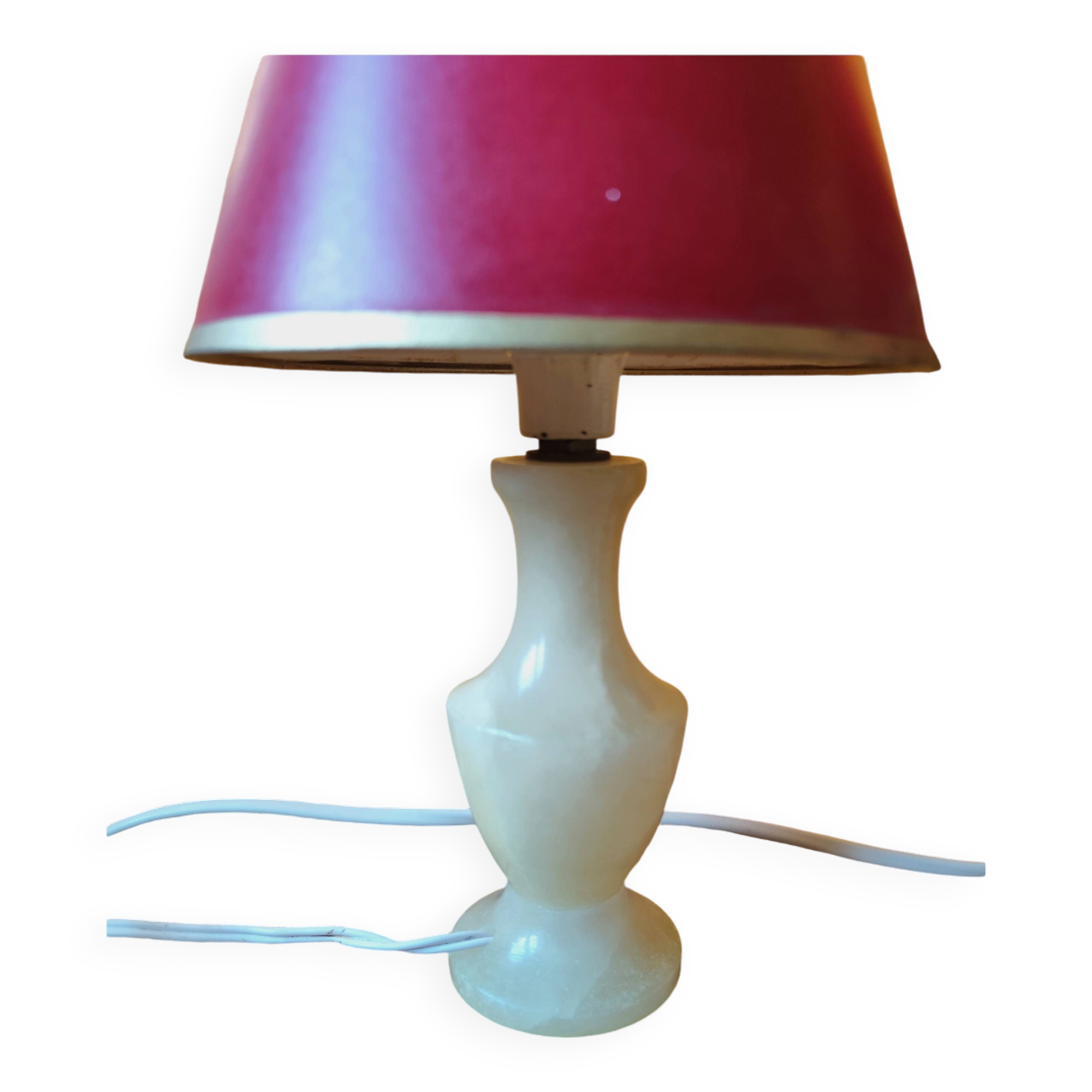 Beige marbled stone lamp - small alabaster lamp