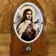Old bedside oratory, oak, enamelled plaque, holy virgin, lourdes