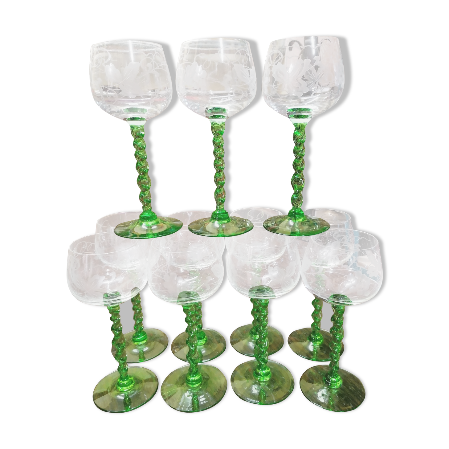11 crystal Alsace wine glasses