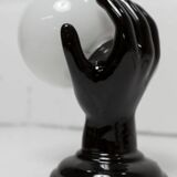 Main wall lamp in black ceramic 1960 original opaline globe