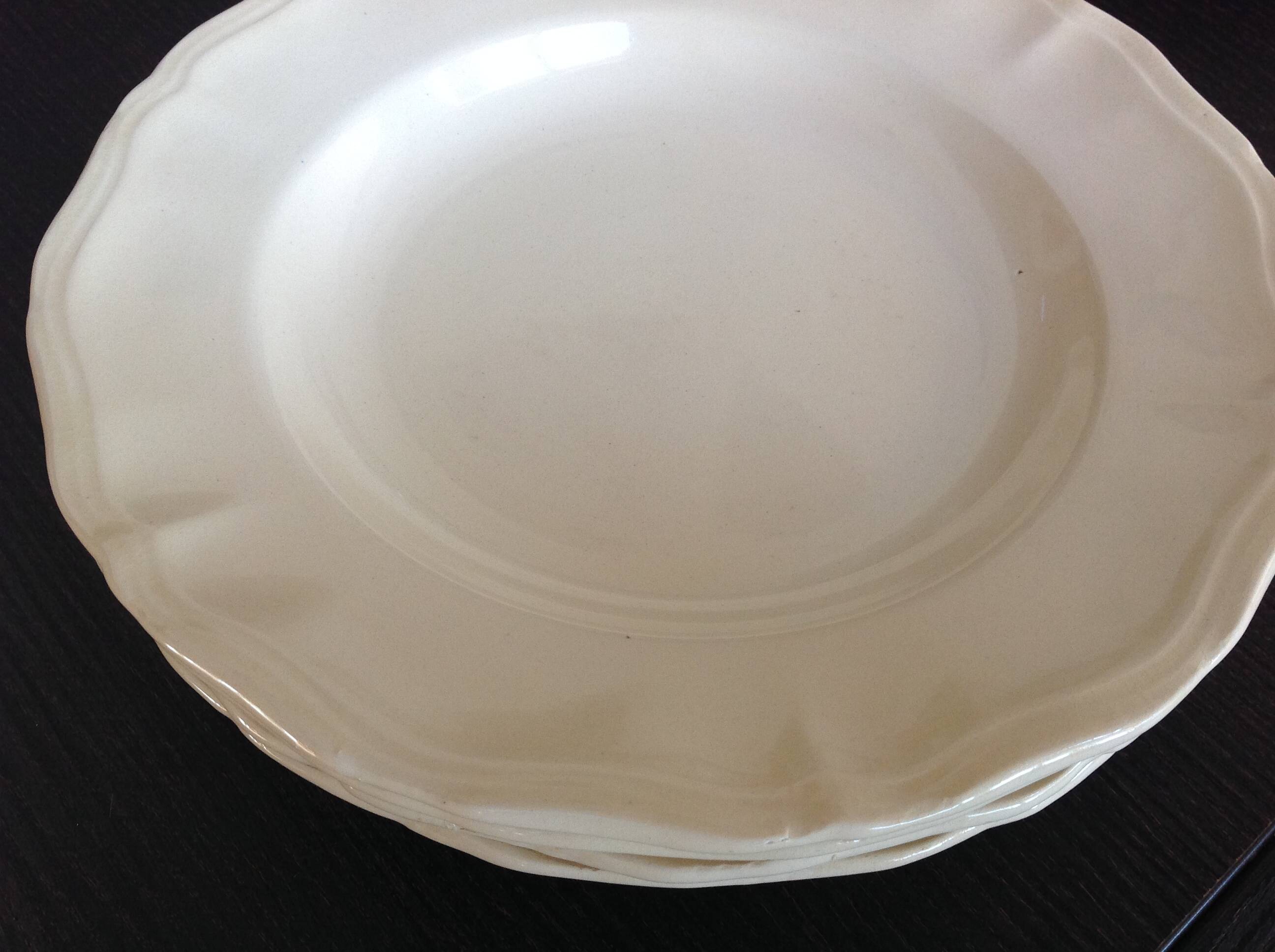 Four soup plates Ivory service/Faienceries de Sarreguemines/vintage 50