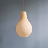 Scandinavian bulbous pendant light in yellow opaline, 1960.