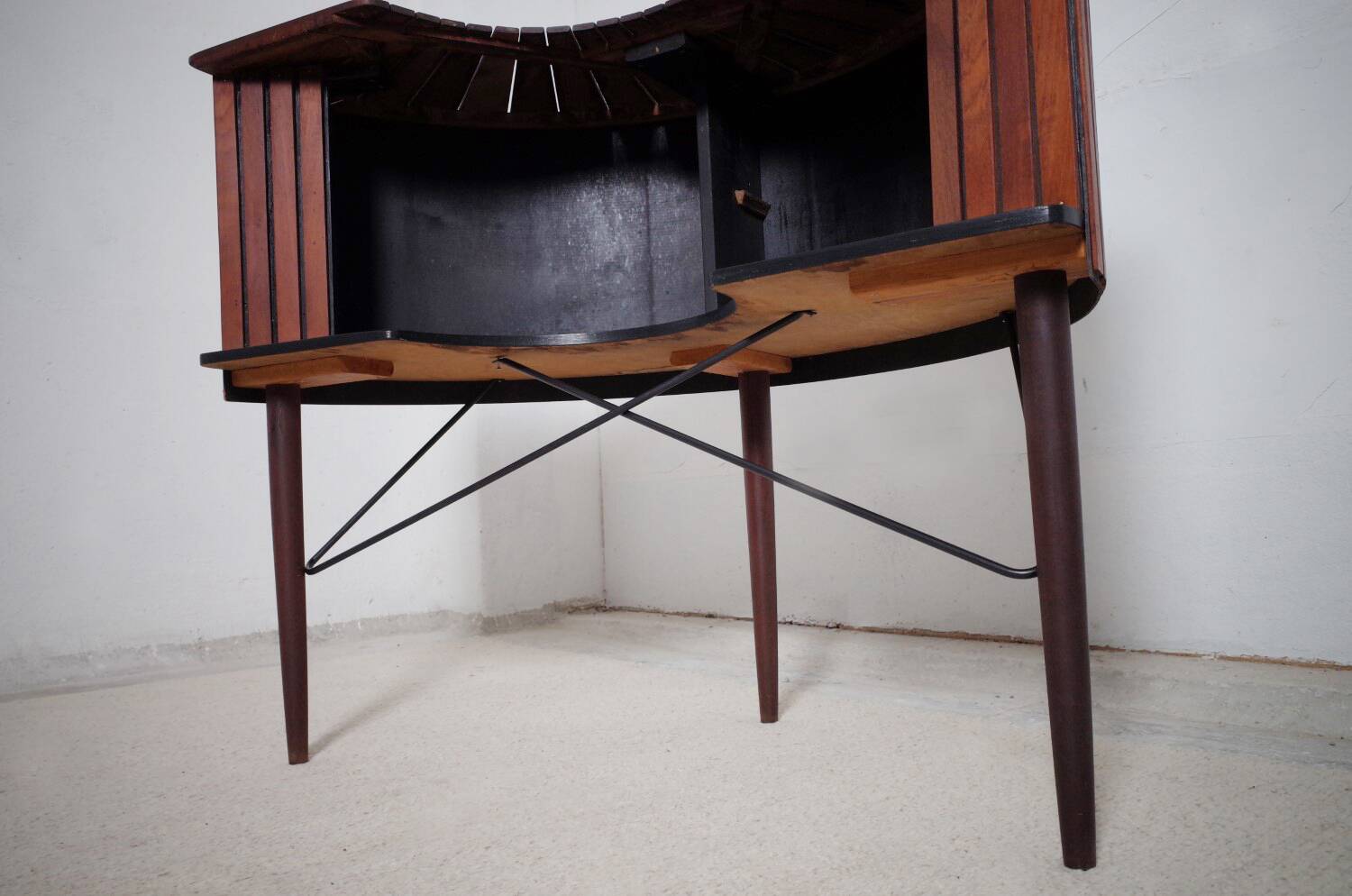 Sika Møbler vintage Bar mit 4 Barhocker aus Teak