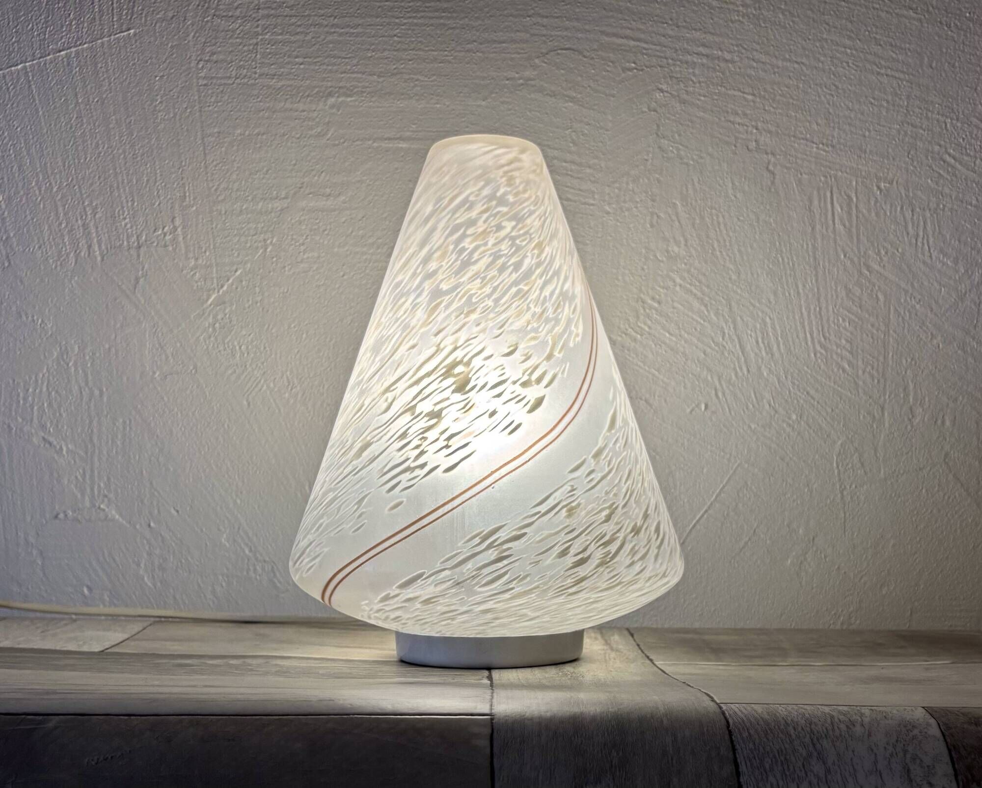 Vintage Murano Swirl Cone Lamp - Original Label - 1970s