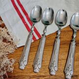 Set of 6 silver-plated fleur-de-lys dessert spoons