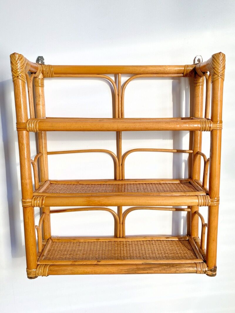 Rattan wall shelf