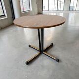Vintage round side table / side table with black star base