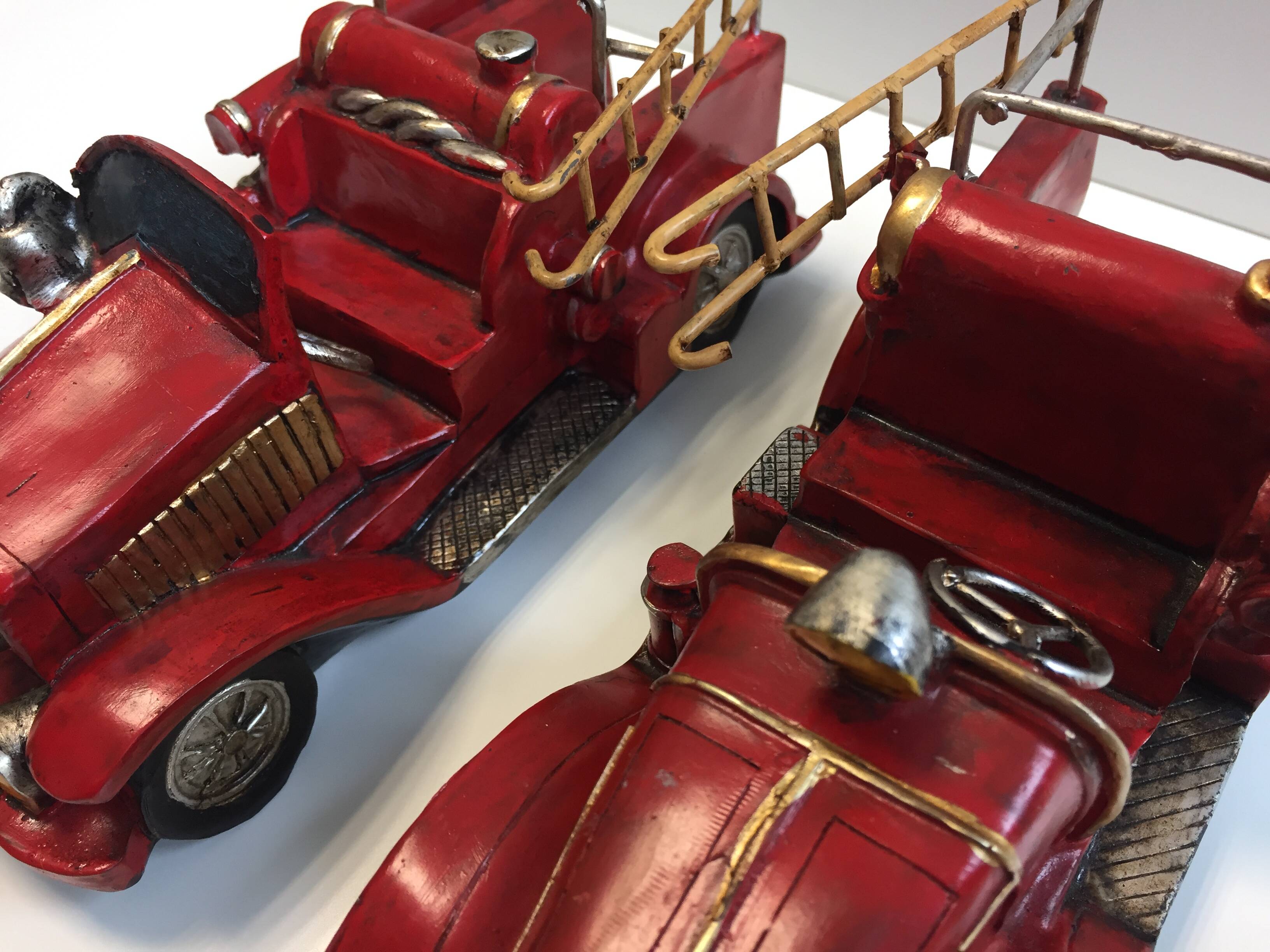 Collector toys duo of old miniature fire trucks 1930