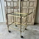Vintage brass rolling bar cart