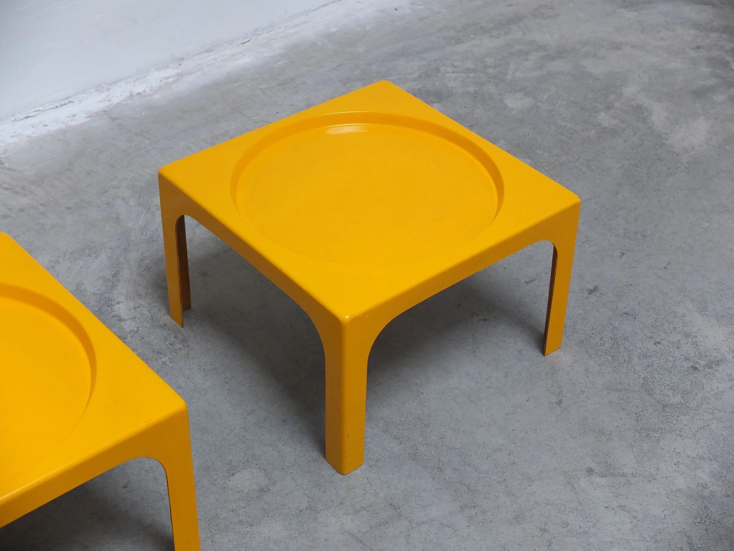 Pair of fiberglass side tables by Marc Berthier for Prisunic, 1970s
