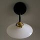 White opaline wall light - brass socket and arm, metal support