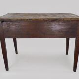 Antique farmhouse game table in solid chestnut with 1 drawer, 19th century.