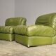 Green eco-leather armchairs, 1970s