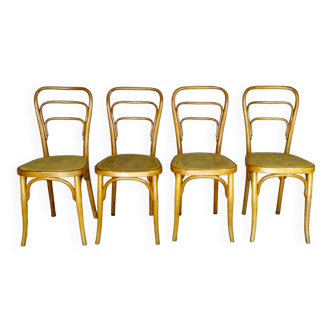 Set de 4 chaises bistrot Sécession par KOHN, vers 1910- cannées -