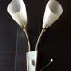 Double fire wall lamp in brass and glass cornet years 50/60