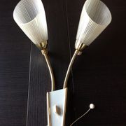 Double fire wall lamp in brass and glass cornet years 50/60