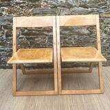Extra flat vintage beech folding chairs