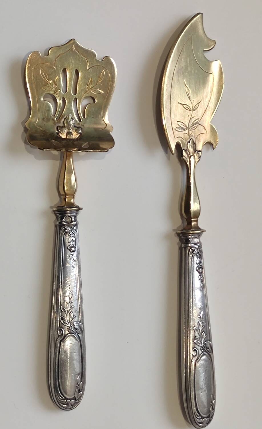 Old sweet dessert service 4 pieces silver embossed minerva hallmark