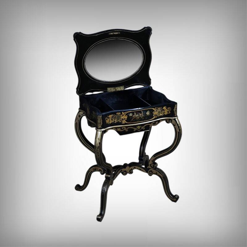 Painted wooden work table, Napoleon III period – mid 19th century