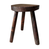 Tabouret tripode en bois massif