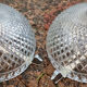 Pair of chrome metal and diamond-tipped glass ceiling lights, 1940s