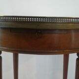 Louis XVI style hot water bottle table in walnut and mahogany