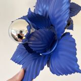 Pair of vintage Masca blue metal flower wall lights