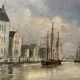 Alexandre Thomas Francia, oil on canvas with marine theme and sailboats