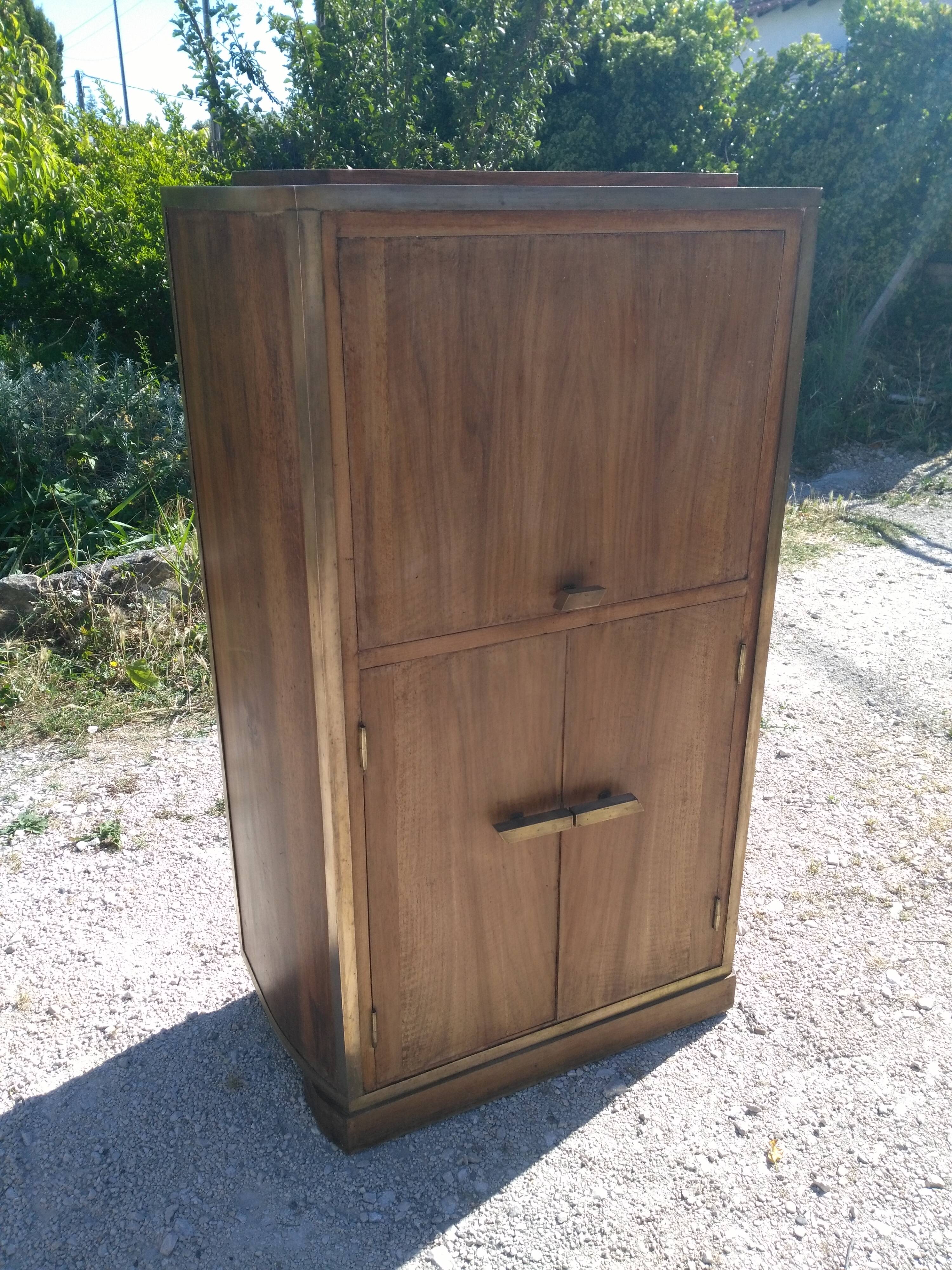 Art Deco wood and brass extra furniture