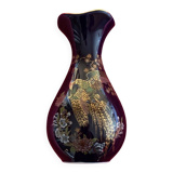 Limoges porcelain vase cobalt blue peacock motif orientalist flowers