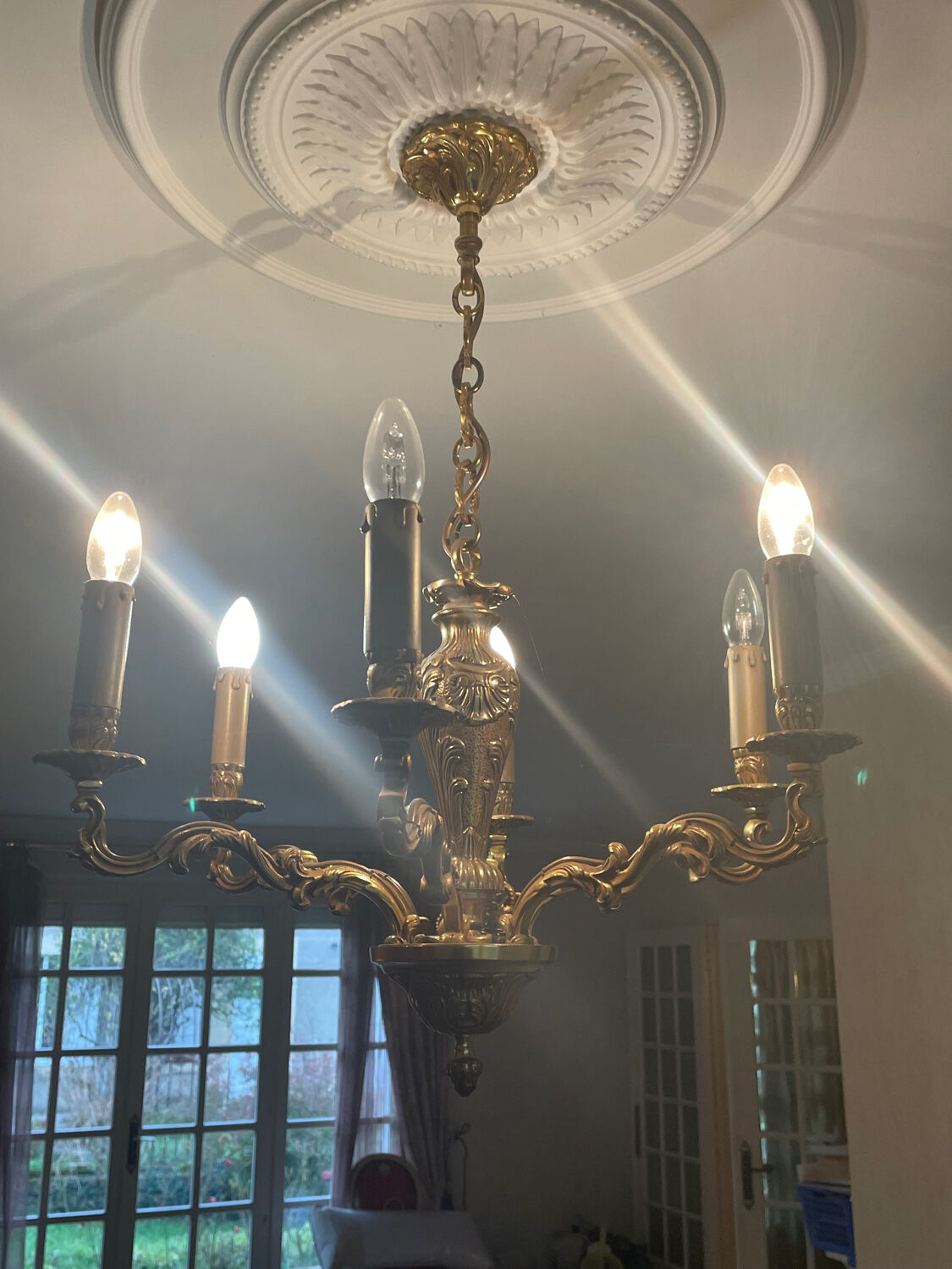 Golden bronze chandelier