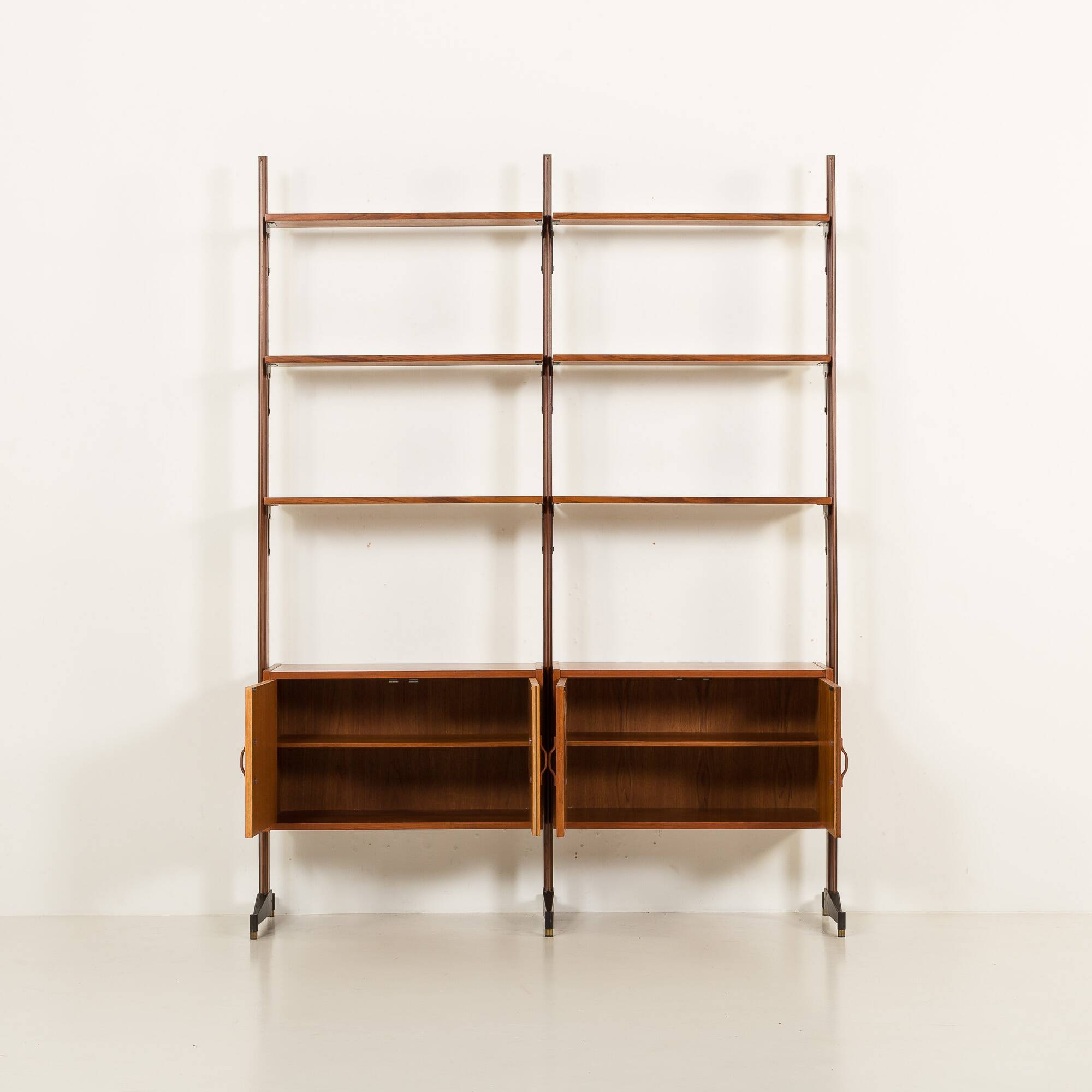 Italian free standing wall unit in teak, 1960s