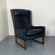 Fauteuil vintage à dossier à oreilles en cuir noir par Rudolf Glatzel pour Kill, 1960