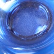 4 vintage blue tempered glass soup plates Vereco France