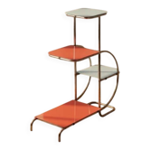 Bauhaus steel plant stand by Emile Guyot, coloured glass shelves, mid-20th century, Czechoslovakia, 90 × 30 × 105 cm