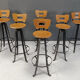 Vintage brutalist bar stools, set of 6 - 1970s