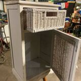 Wicker wood bedside table