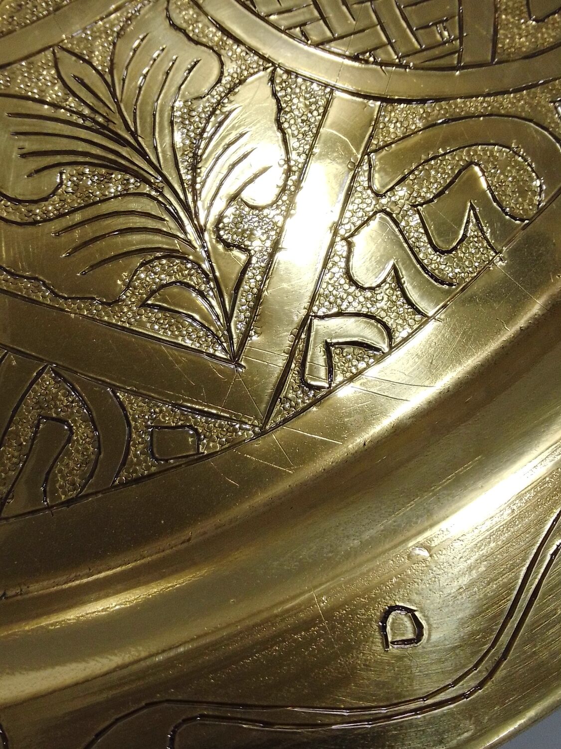 Chiseled solid brass tray North Africa