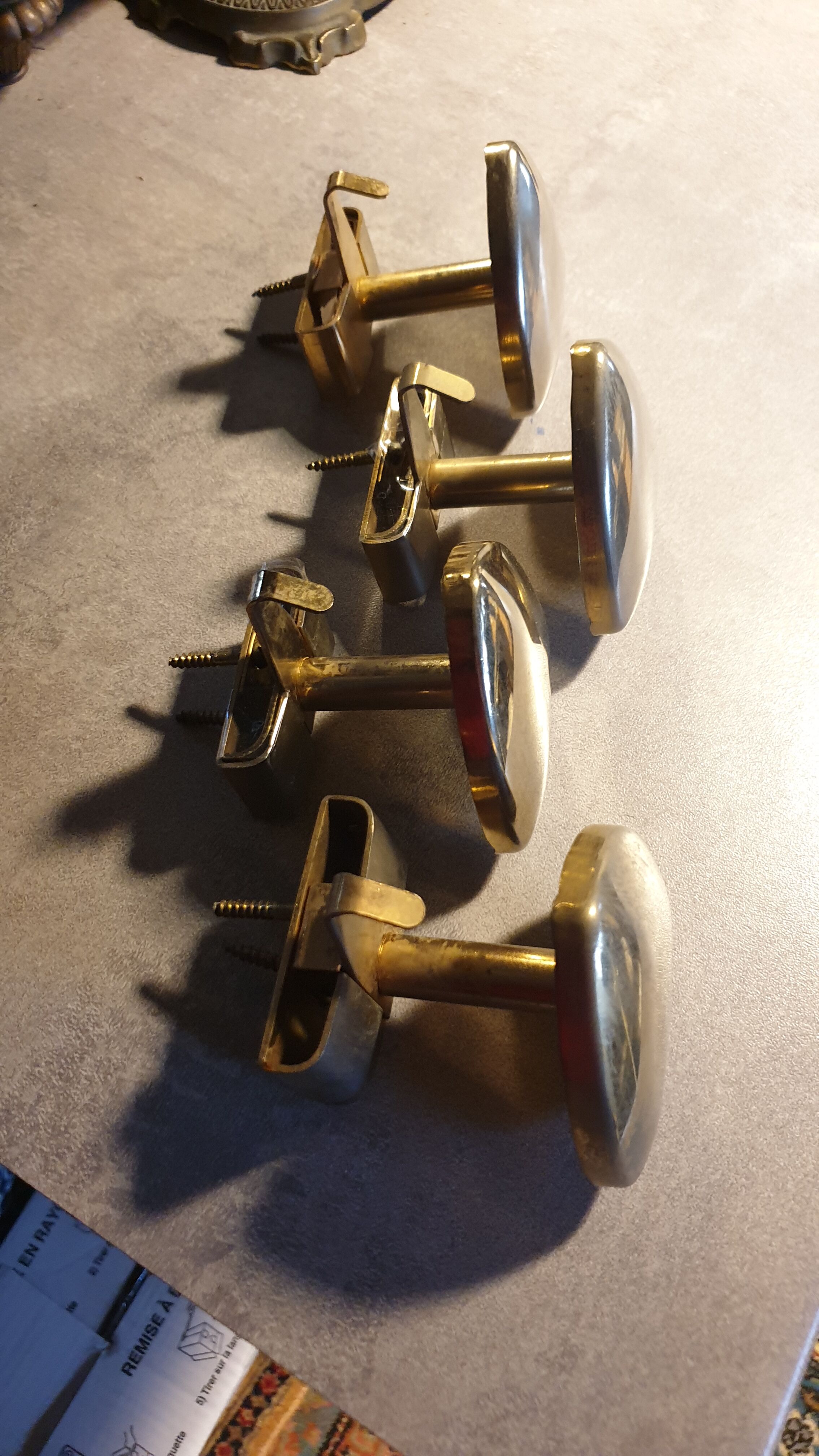 4 coat hooks in stainless steel seventies period