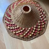Red rattan and raffia lampshade