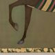Painted canvas featuring a brown-coated Indian horse in profile. Contemporary.