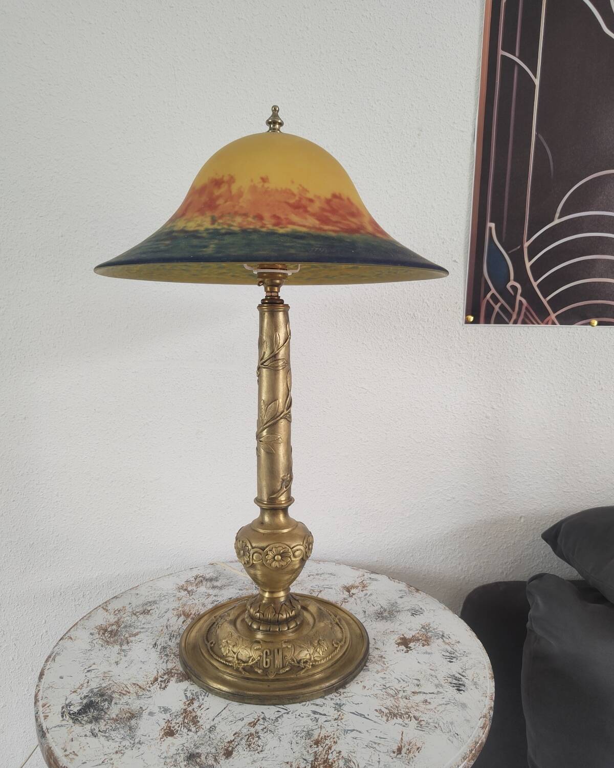 Glass paste lamp signed "Lumière de la Ville"